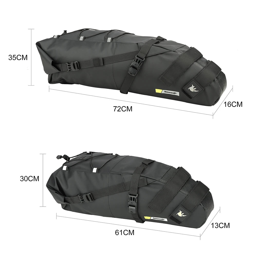 Rhinowalk Bolsa de Sillín Impermeable de Gran Capacidad para Bikepacking (10L - 13L)