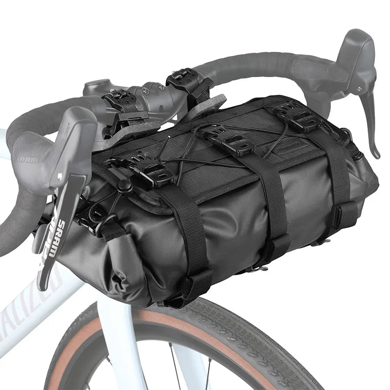 Sistema de Manillar Modular Profesional para Bikepacking (Arnés + Bolsa Estanca) 8-12L