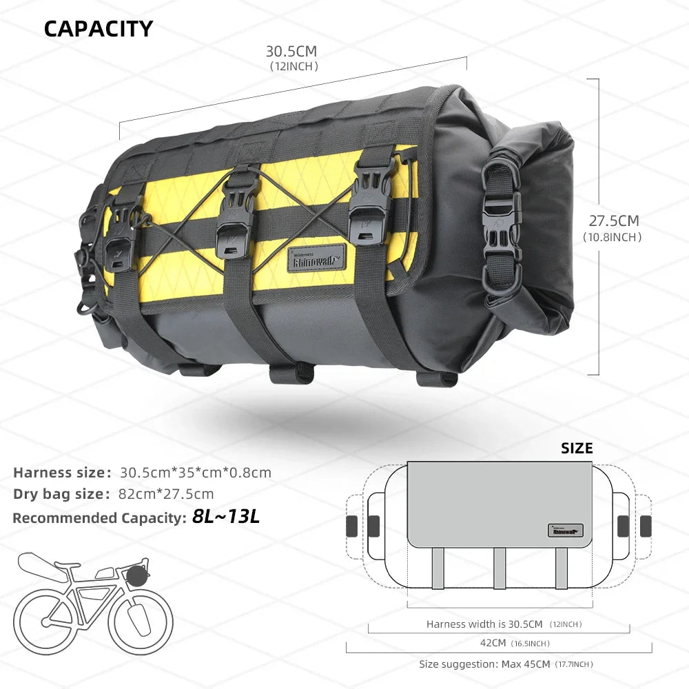 Sistema de Manillar Modular Profesional para Bikepacking (Arnés + Bolsa Estanca) 8-12L