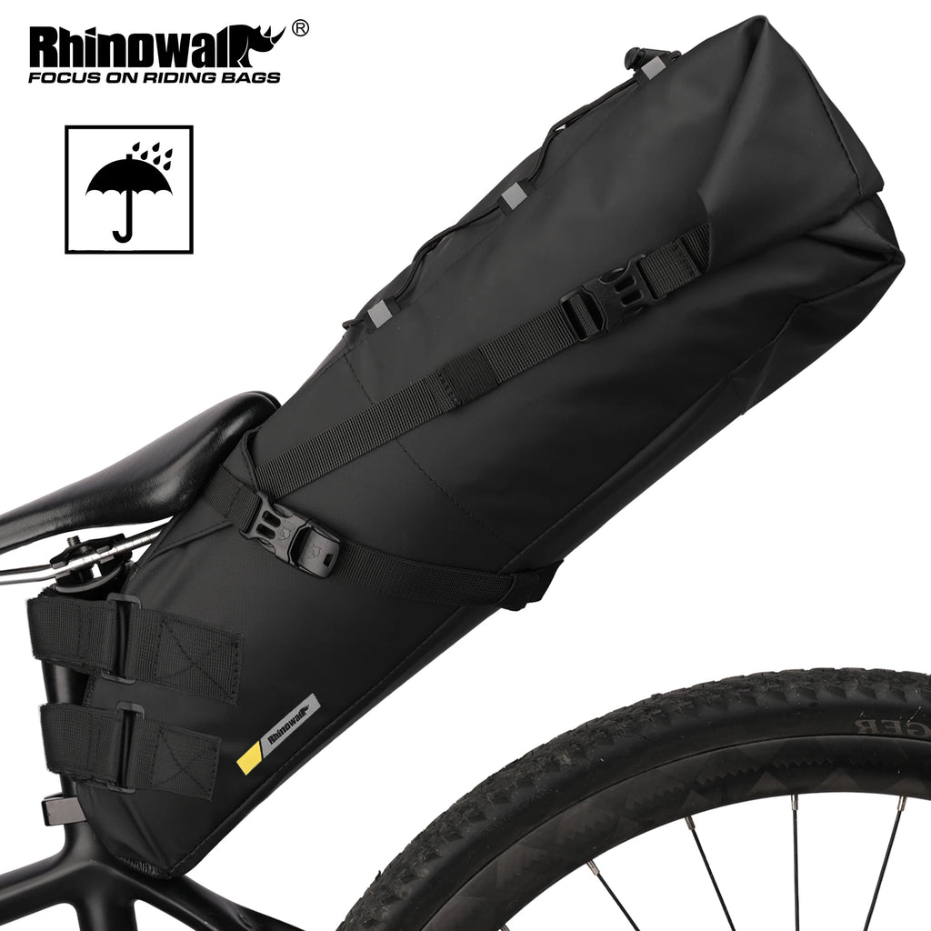 Rhinowalk Bolsa de Sillín Impermeable de Gran Capacidad para Bikepacking (10L - 13L)