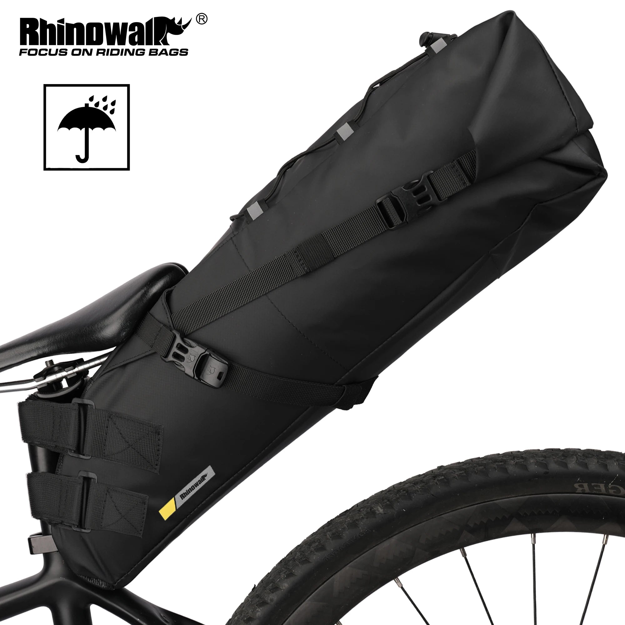 Rhinowalk Bolsa de Sillín Impermeable de Gran Capacidad para Bikepacking (10L - 13L)