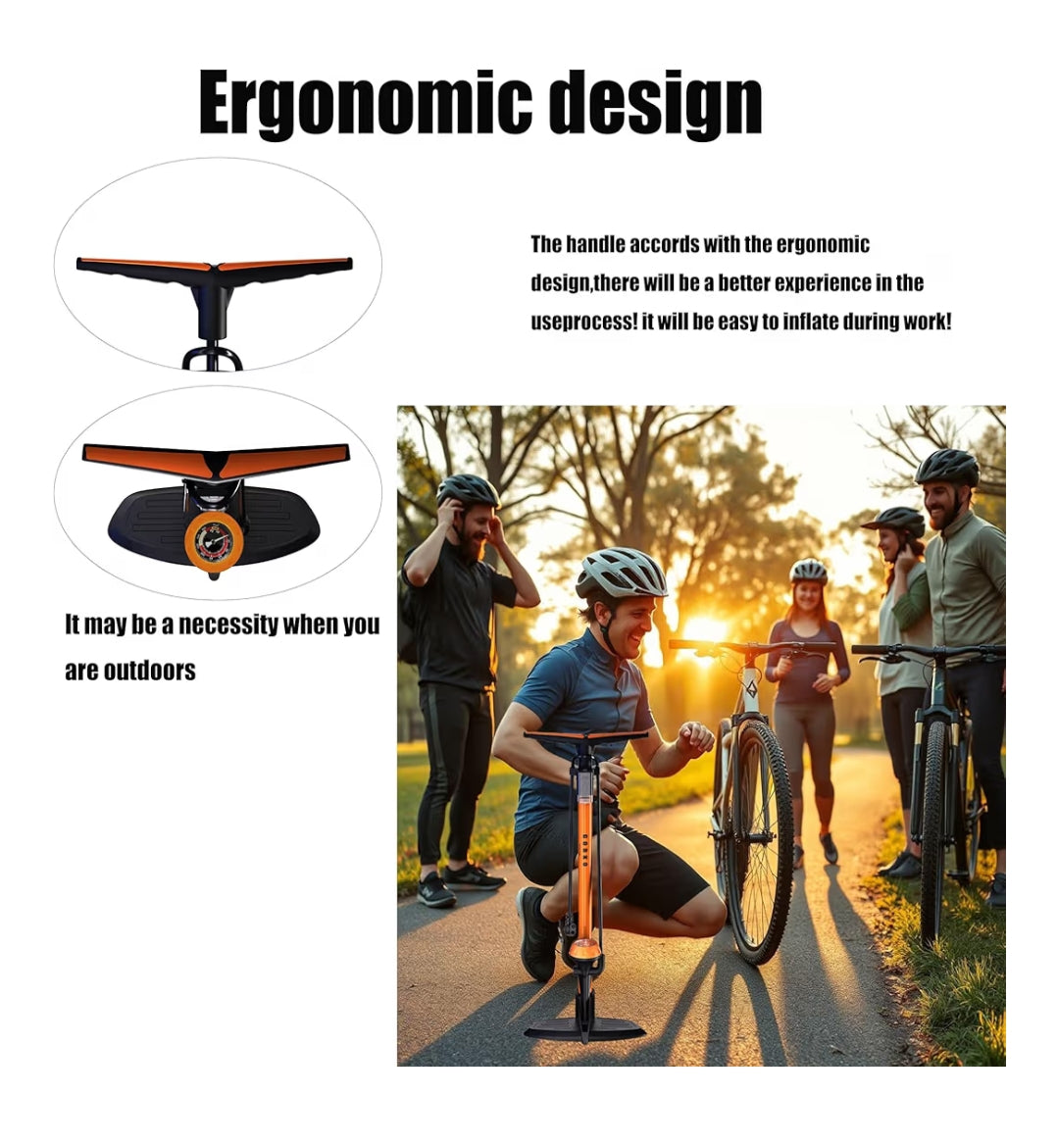 GOBKO Bomba de Bicicleta Bomba de Pie con Manómetro, Bomba de Bicicleta con Presta y Schrader Bomba de Neumático Multifuncional para Bicicletas Bomba de Bolas Deportivas 160Psi &11Bar