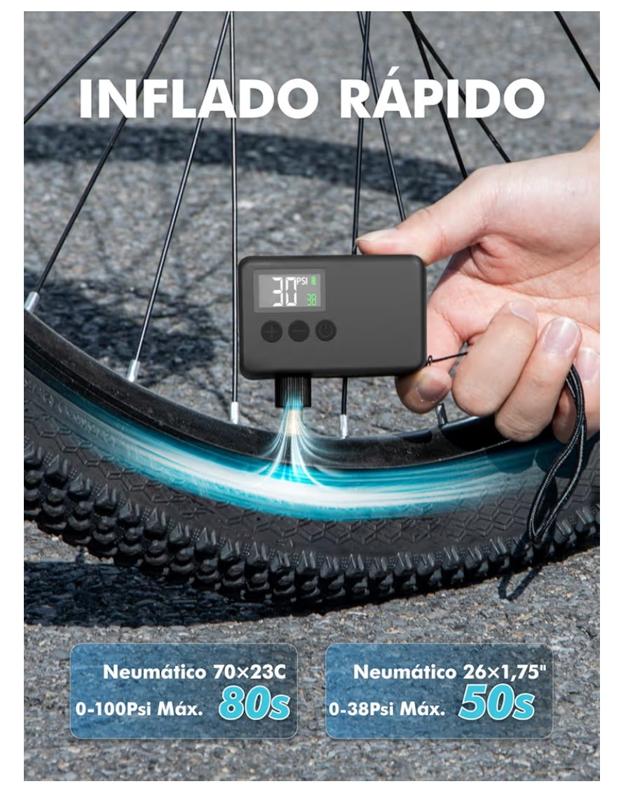 Bomba de Bicicleta Eléctrica Portátil GPUTEK (120 PSI)