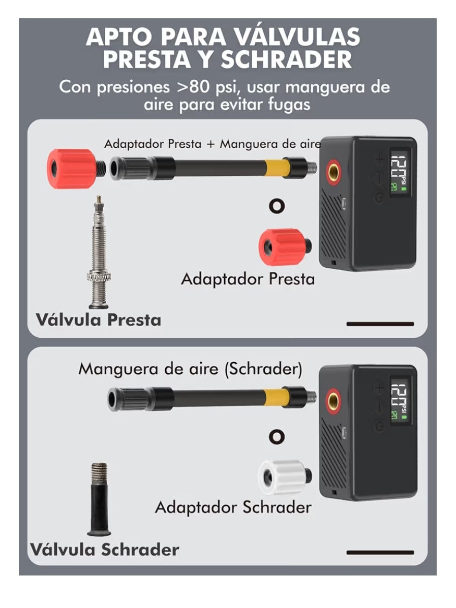 Bomba de Bicicleta Eléctrica Portátil GPUTEK (120 PSI)