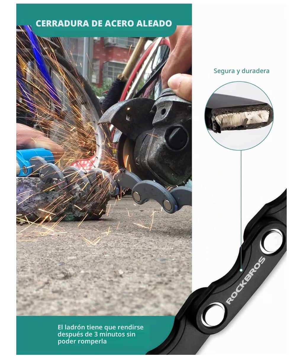 ROCKBROS Candado Plegable Antirrobo para Bicicleta – Cerradura de Alta Seguridad con Soporte de Montaje