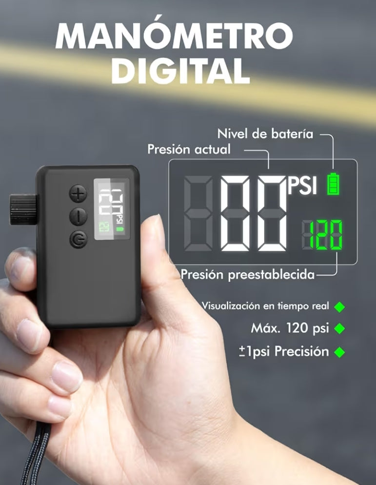 Bomba de Bicicleta Eléctrica Portátil GPUTEK (120 PSI)